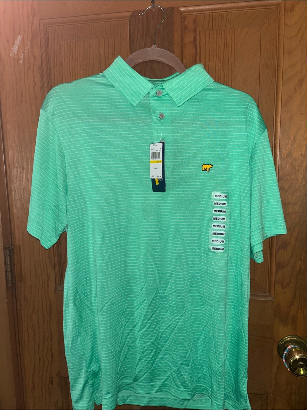 NWT Men's Jack Nicklaus Green Short-Sleeve Polo Shirt - Performance Stripe! - Picture 4 of 6